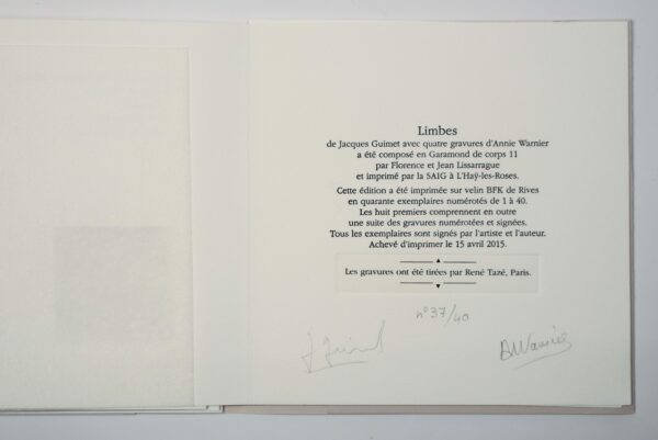 Jacques Guimet, Limbes, avec quatre gravures d’Annie Warnier – Image 3