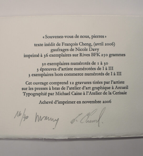 François Cheng, Souvenez-vous de nous, pierres, avec des gravures de Nicole Davy – Image 4