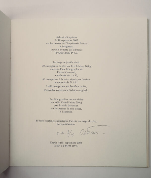 Louis-René des Forêts, … ainsi qu'il en va d'un cahier de brouillon plein de ratures et d'ajouts, avec un frontispice et une vignette originale de Farhad Ostovani – Image 3