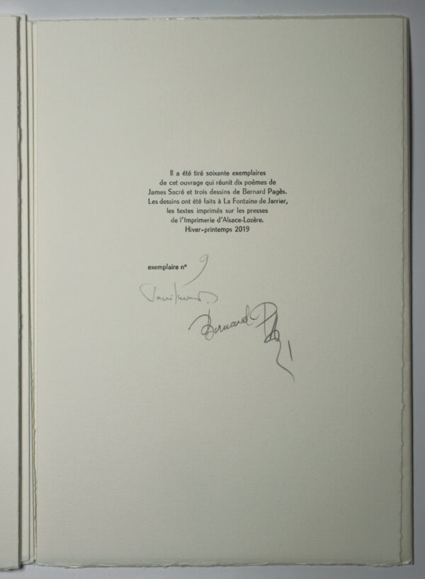 James Sacré, Dix poèmes qui ne sont pas des pierres debout, avec trois dessins de Bernard Pagès – Image 4