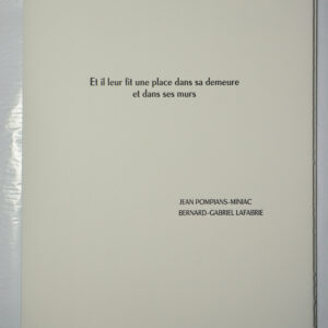 Jean Pompians-Miniac, Et il leur fit une place en sa demeure, avec une suite de dix-huit « autoportraits tels qu’en 1976 » de Bernard-Gabriel Lafabrie