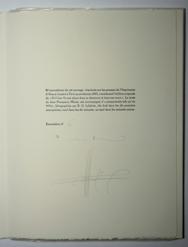 Jean Pompians-Miniac, Et il leur fit une place en sa demeure, avec une suite de dix-huit « autoportraits tels qu’en 1976 » de Bernard-Gabriel Lafabrie – Image 4