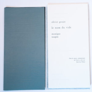 Olivier Goujat, Le Nom du vide, avec deux typogravures de Monique Toupin