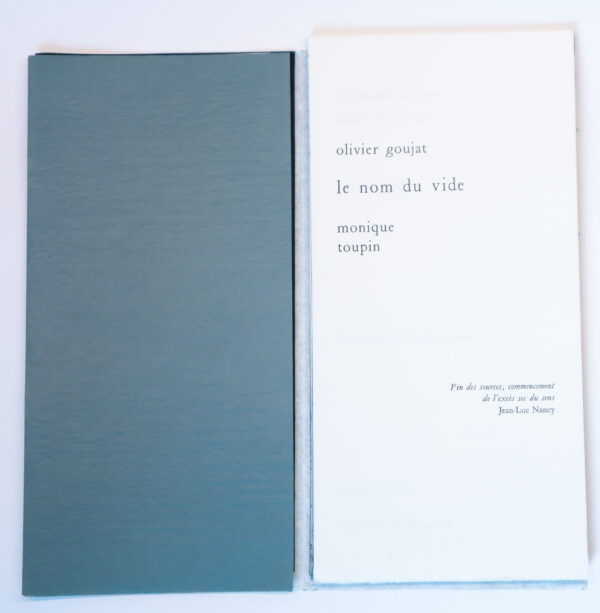 Olivier Goujat, Le Nom du vide, avec deux typogravures de Monique Toupin