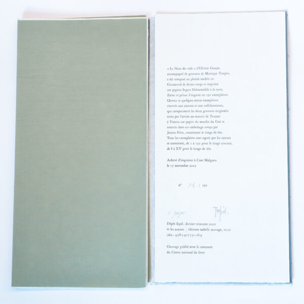Olivier Goujat, Le Nom du vide, avec deux typogravures de Monique Toupin – Image 3