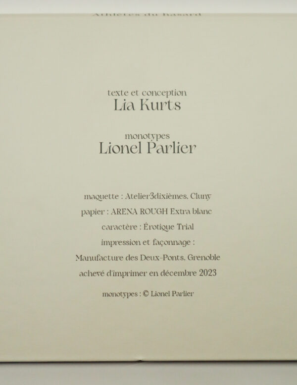 Lia Kurts, Athlètes du hasard, avec trois monotypes de Lionel Parlier – Image 3